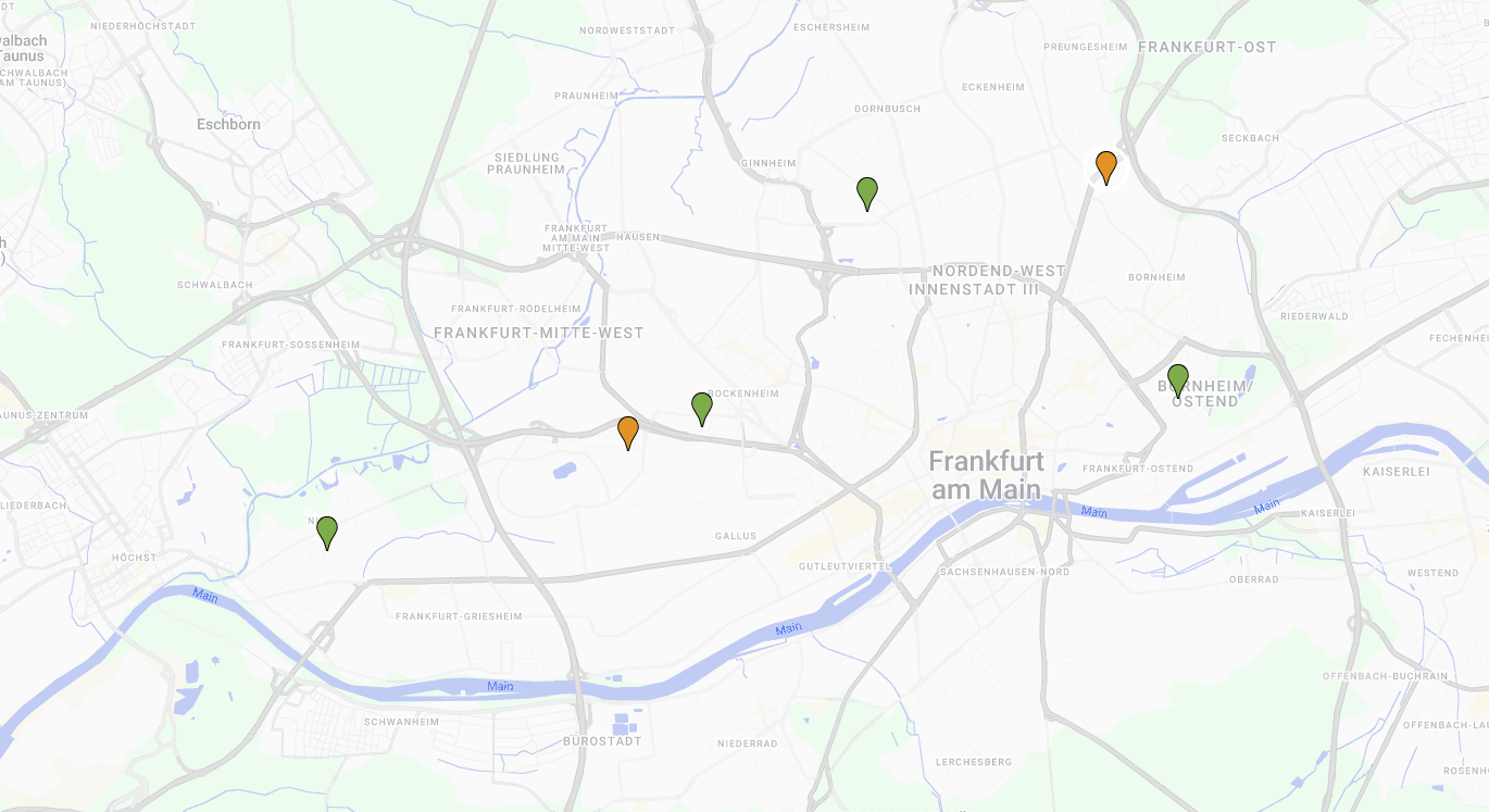 Map of halls in winter